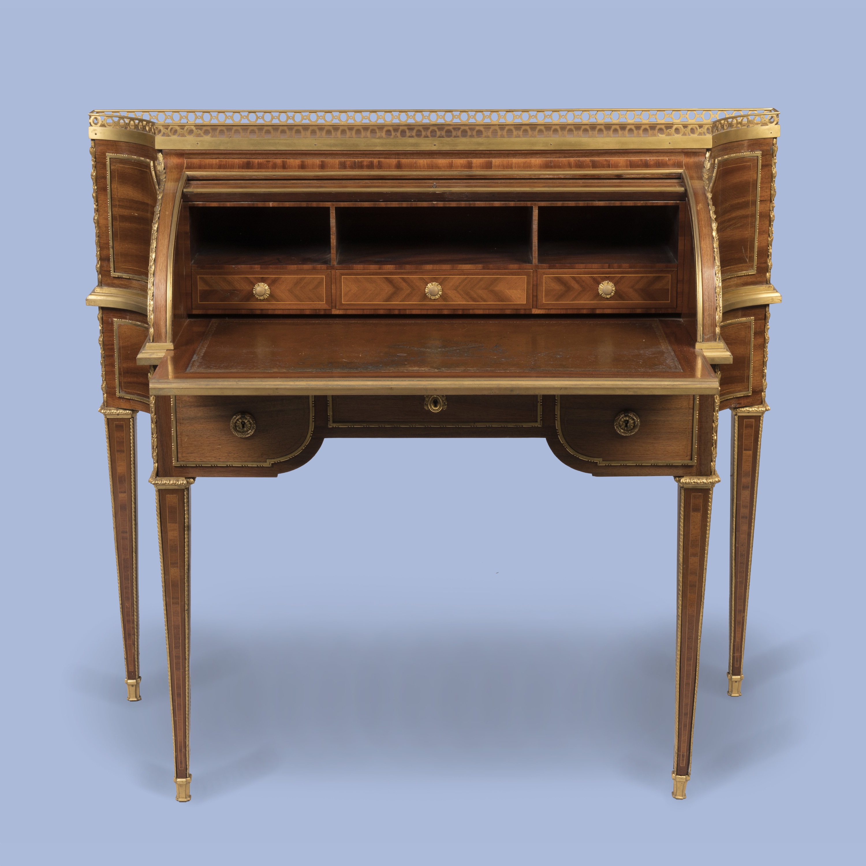 A Mahogany and Ormolu-Mounted Bureau à Cylindre In the Louis XVI Style