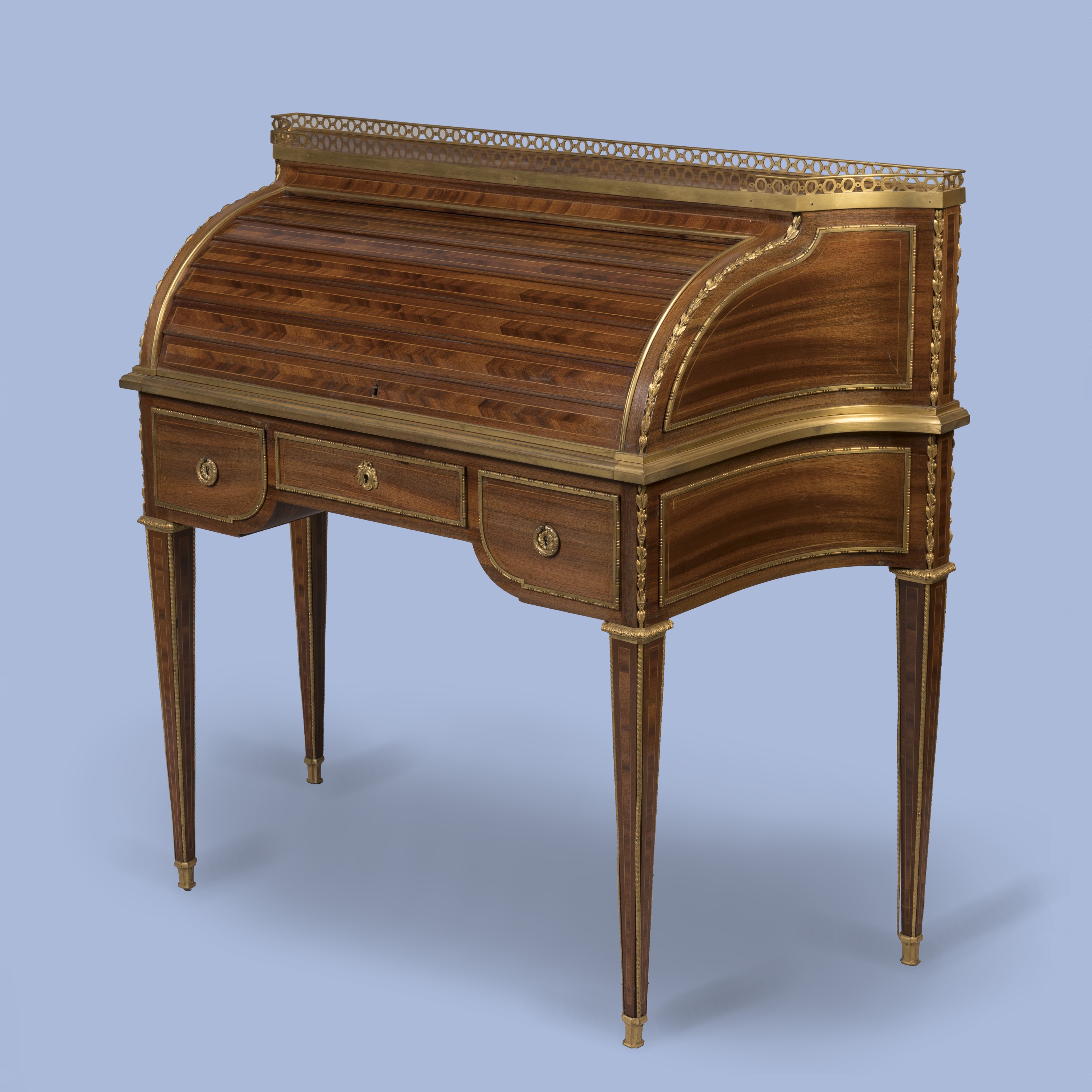 A Mahogany and Ormolu-Mounted Bureau à Cylindre In the Louis XVI Style