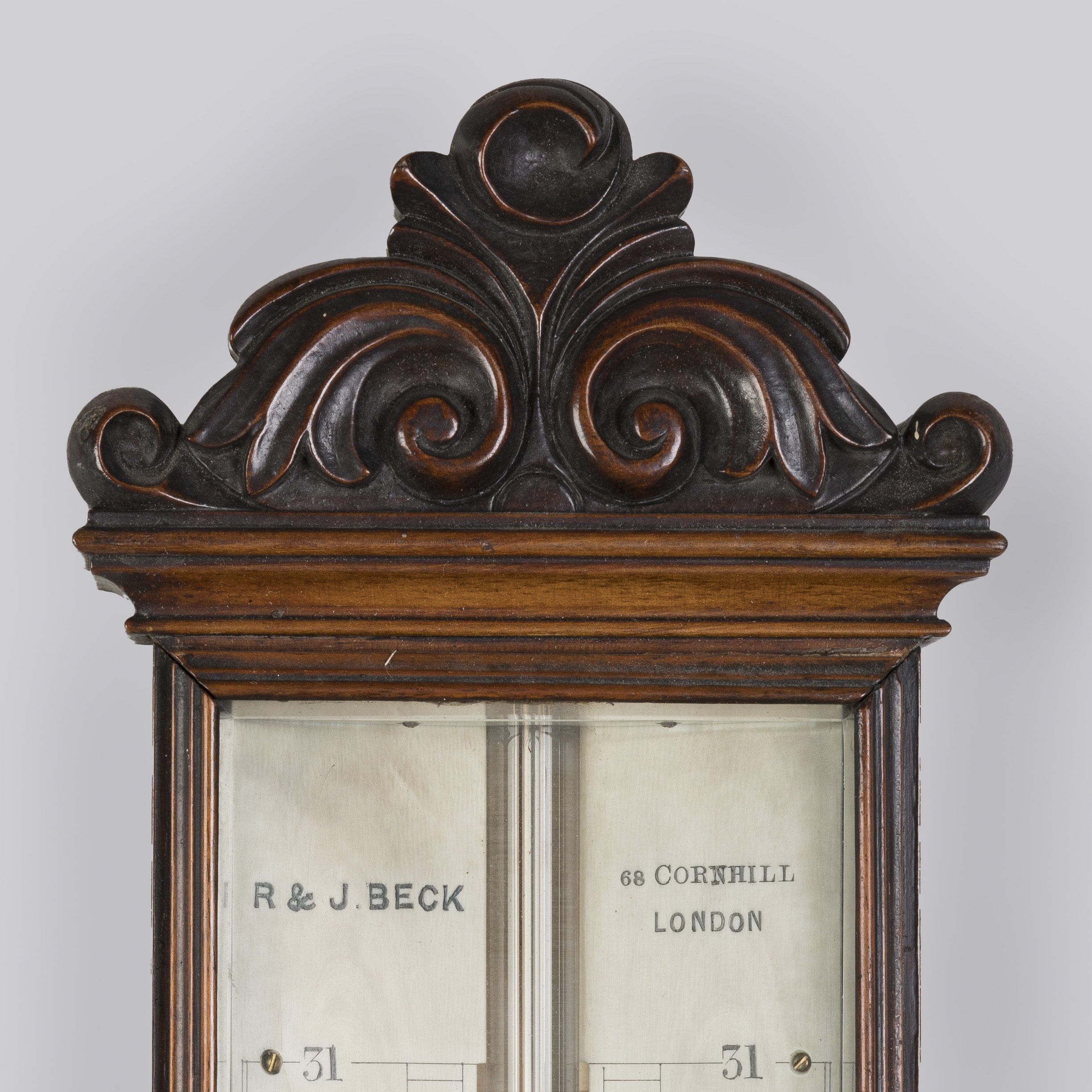 A Late 19th Century Walnut Stick Barometer By R & J Beck of London