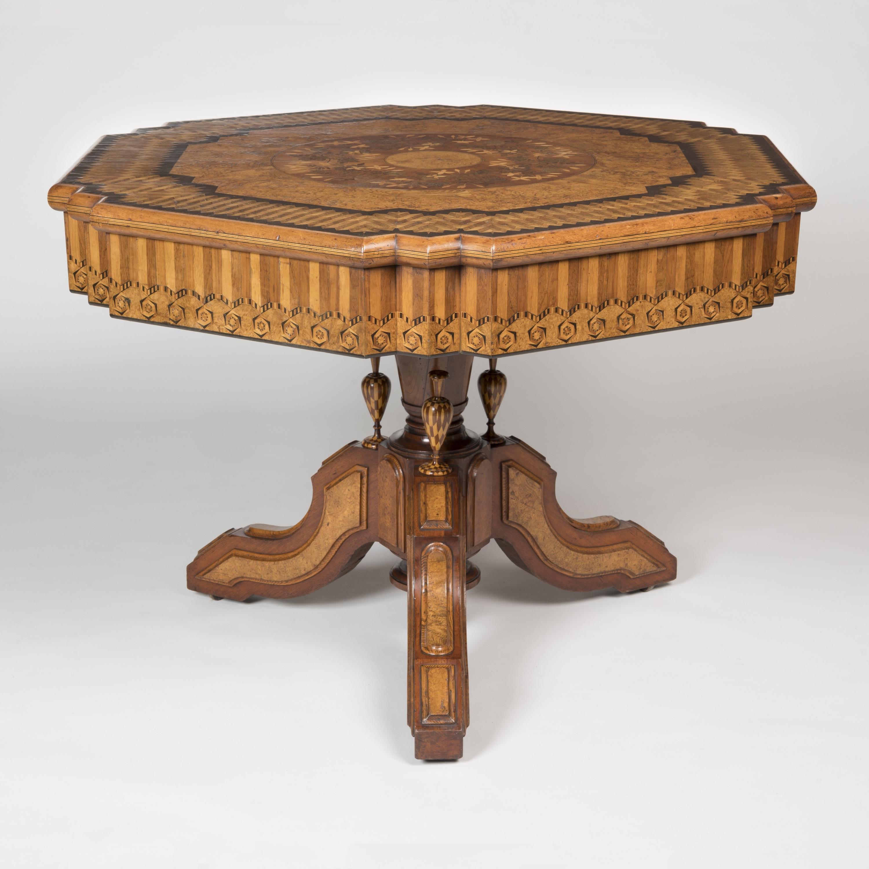 An Austro-German Specimen Wood Centre Table of Exhibition quality