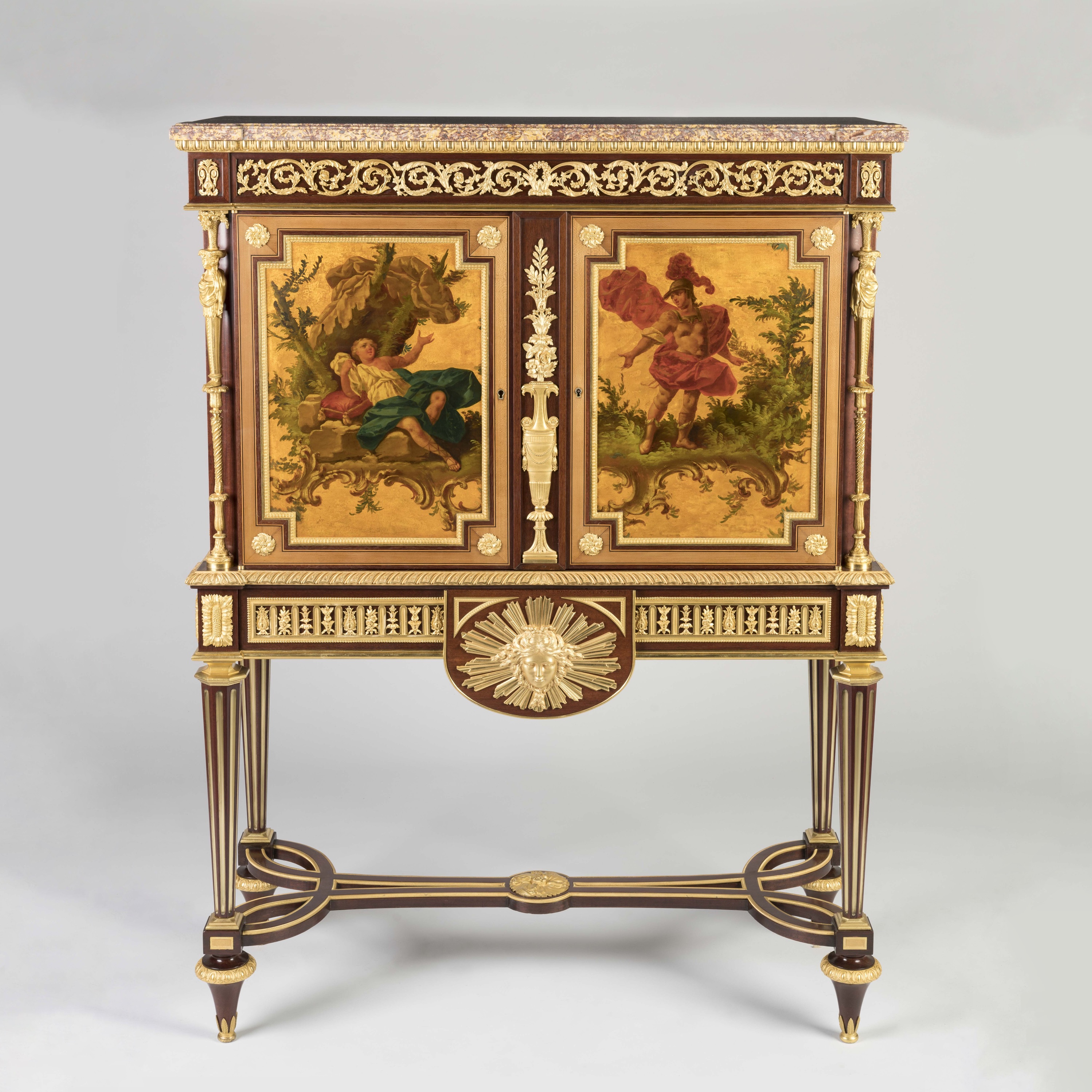 An Exceptional Vernis Martin Cabinet-on-Stand by Henry Dasson
