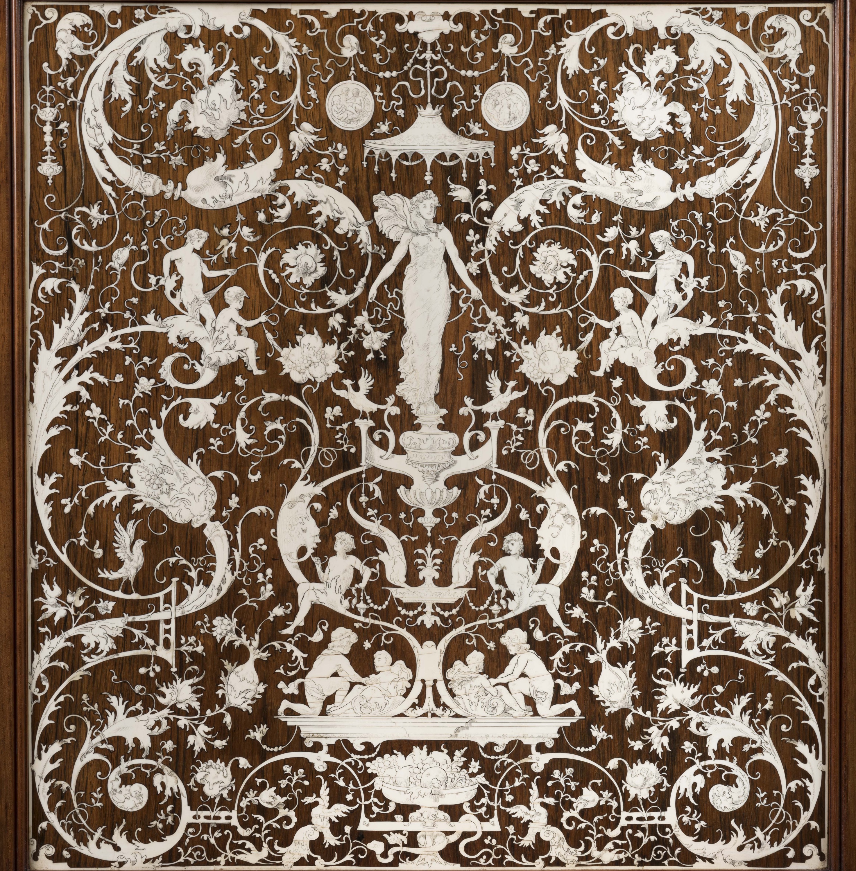 An Exceptional Marquetry Inlaid Cabinet Firmly Attributed to Collinson & Lock