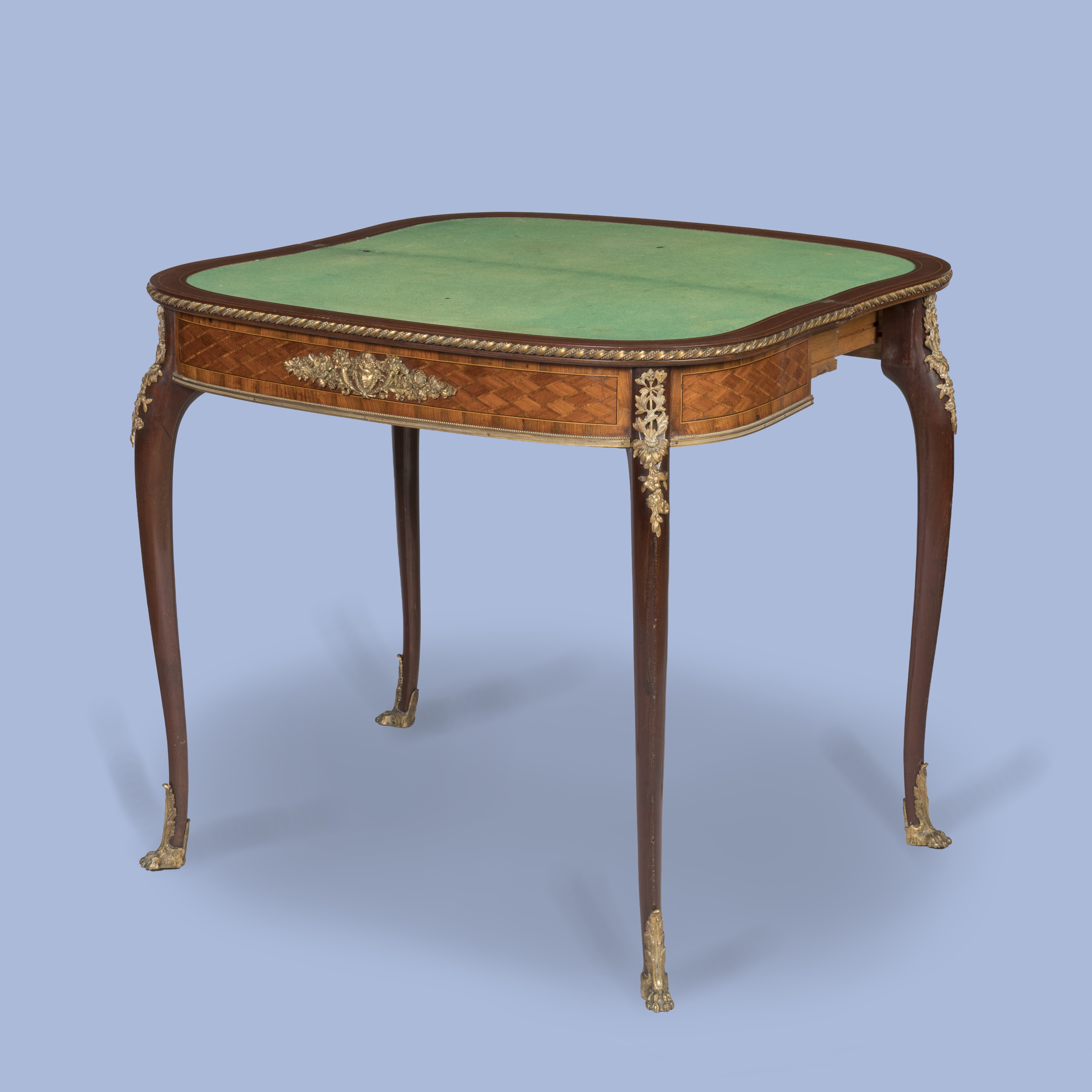 An Ormolu-Mounted Parquetry Card Table Attributed to François Linke