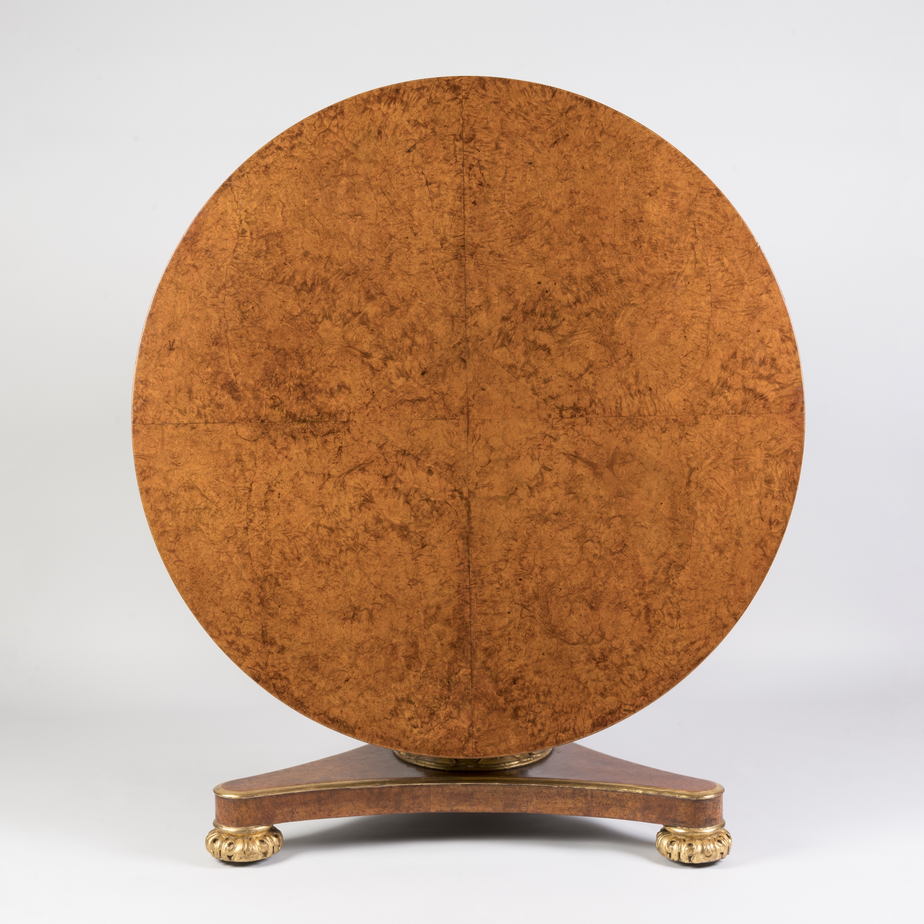 William IV Period Parcel Gilt Burr Elm Centre Table
