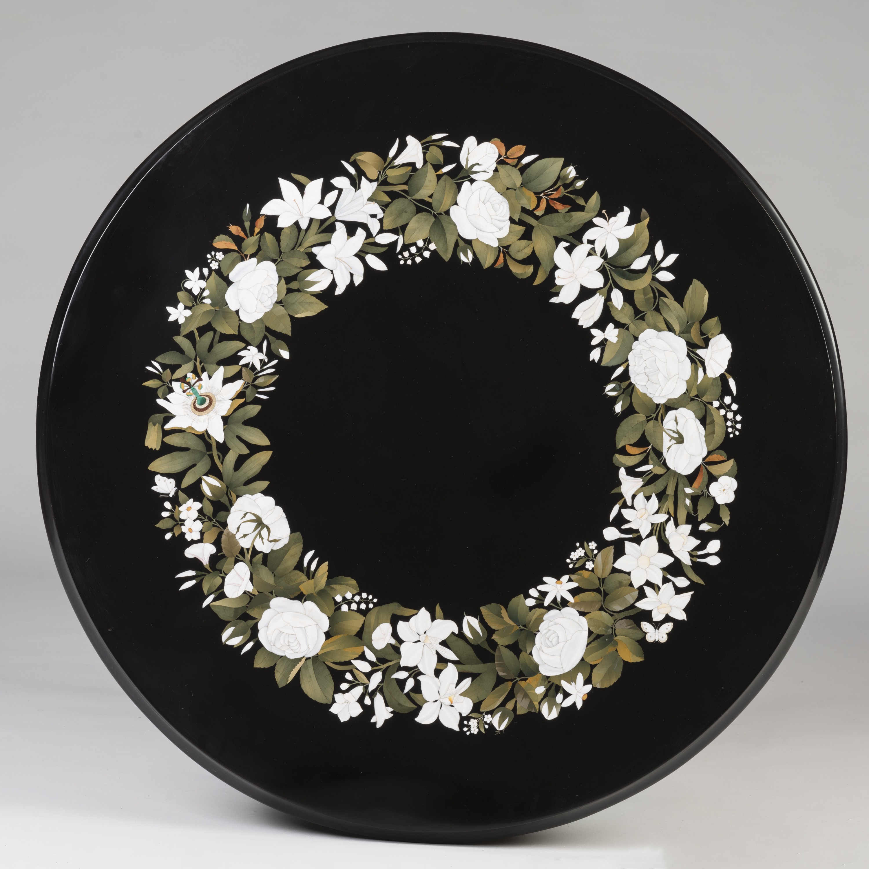 An English Black Marble & Pietra Dura Table By Thomas Woodruff
