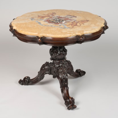An Irish William IV Period Centre Table with Pietra Dura Armorial Top