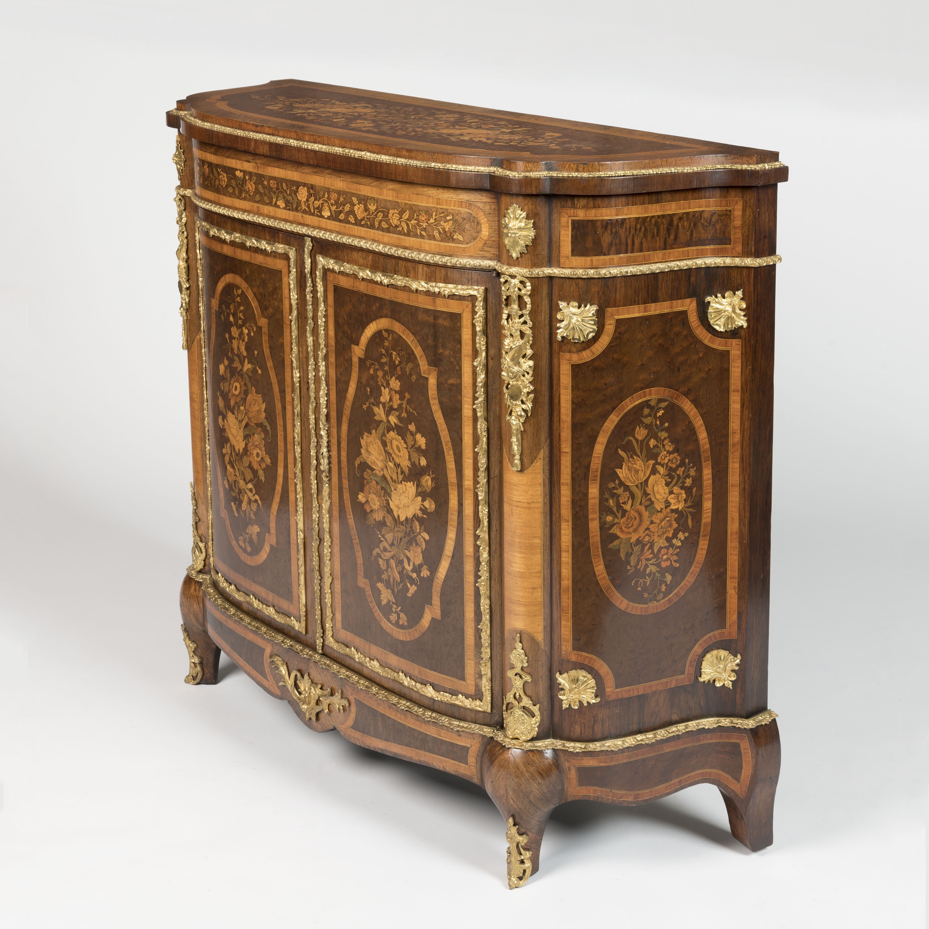 A Napoleon III Ormolu-Mounted Marquetry Meuble d'Appui