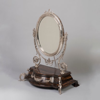 An Impressive Silver-Mounted Coromandel Table Mirror By Mappin & Webb