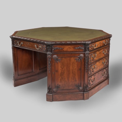 A Fine Octagonal Library Desk  By Henry Samuel of London