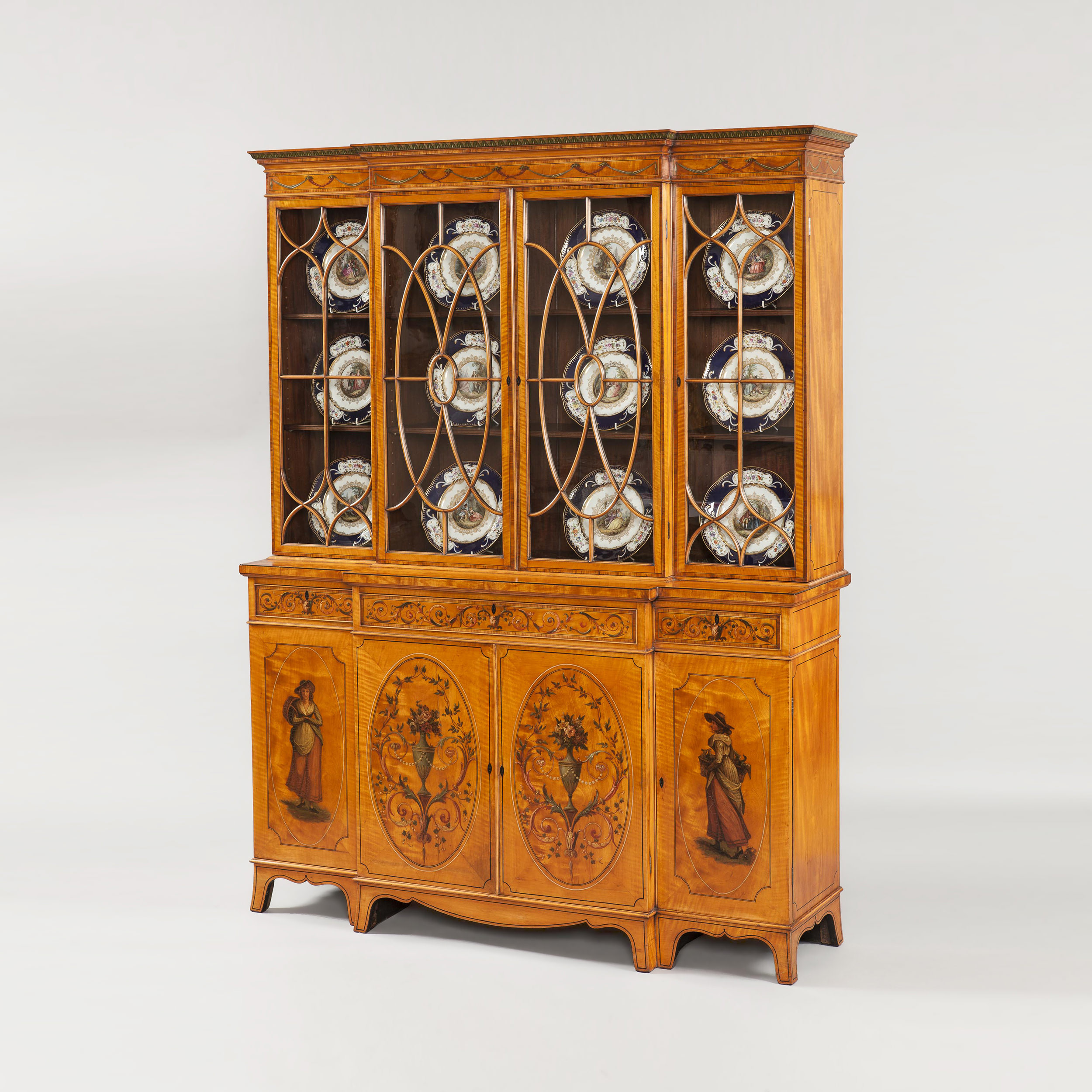 A Neo Classical Painted Satinwood Library Bookcase