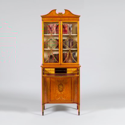 A Petit Satinwood Bookcase in the Neo-Classical Style
