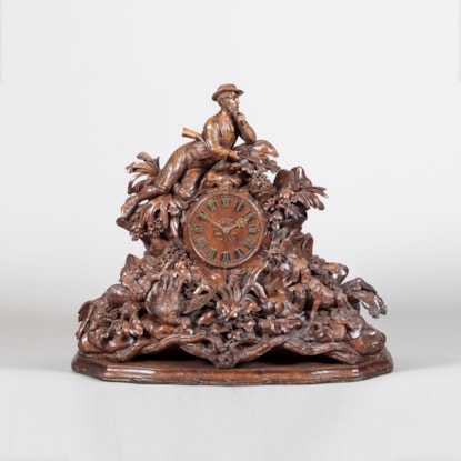 A Large Black Forest Antique Mantle Clock