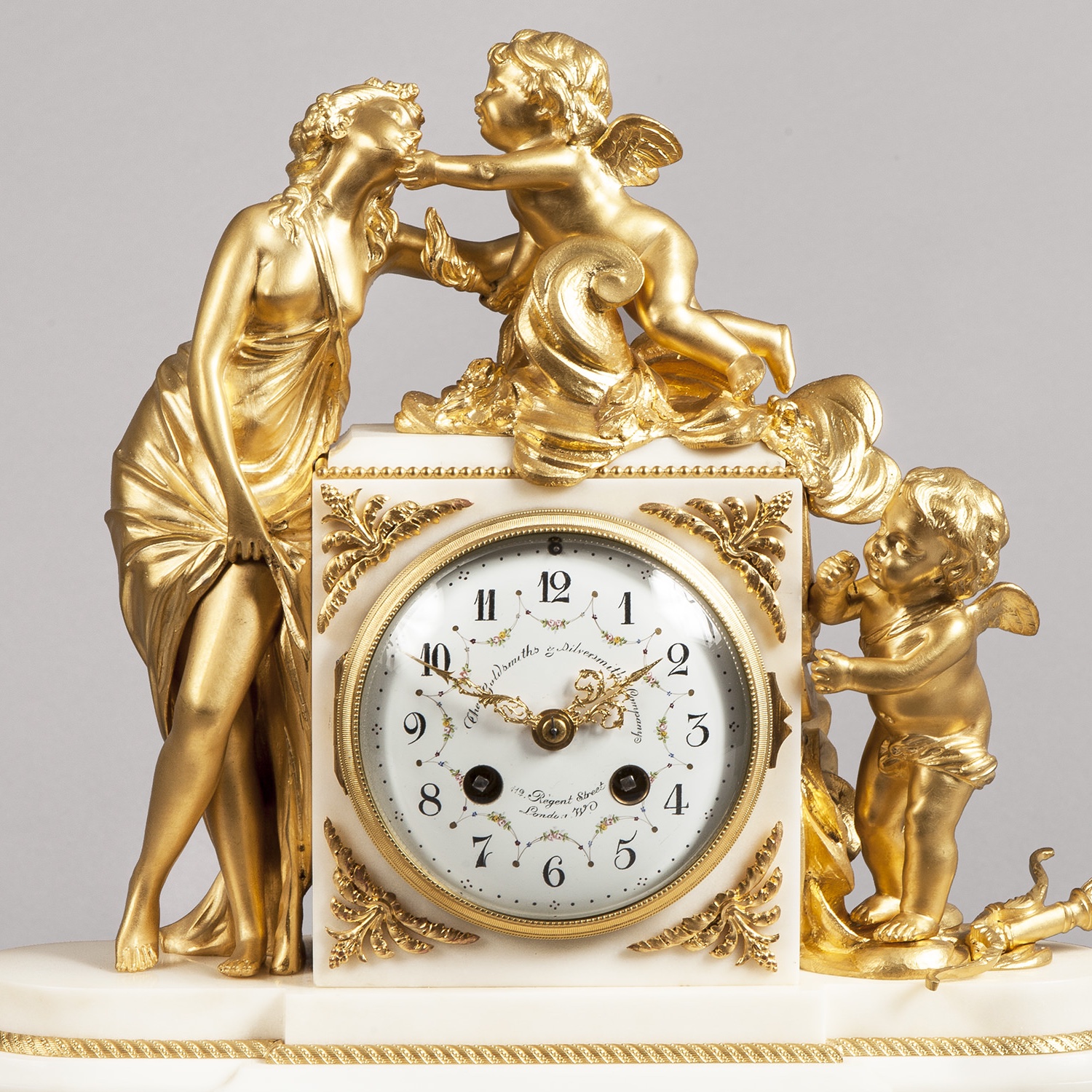 A French Ormolu and Marble Mantle Clock by Goldsmiths and Silversmiths Co