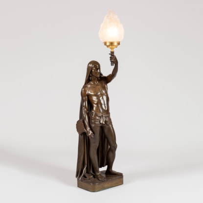 A Bronze Figural Lamp by Francois-Christophe-Armand Toussaint