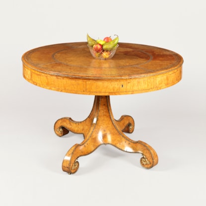 An Attractive Drum Top Library Table By William Freeman of Norwich