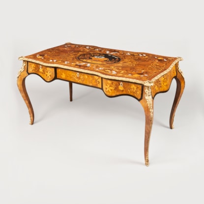 A Marquetry Bureau Plat in the Louis XVth Manner