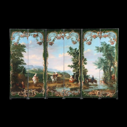 A Six Panelled Screen of the late Baroque Period